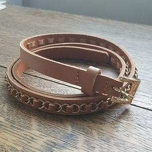 💎3/$12Brown gold chain skinny belt 30"-34" length